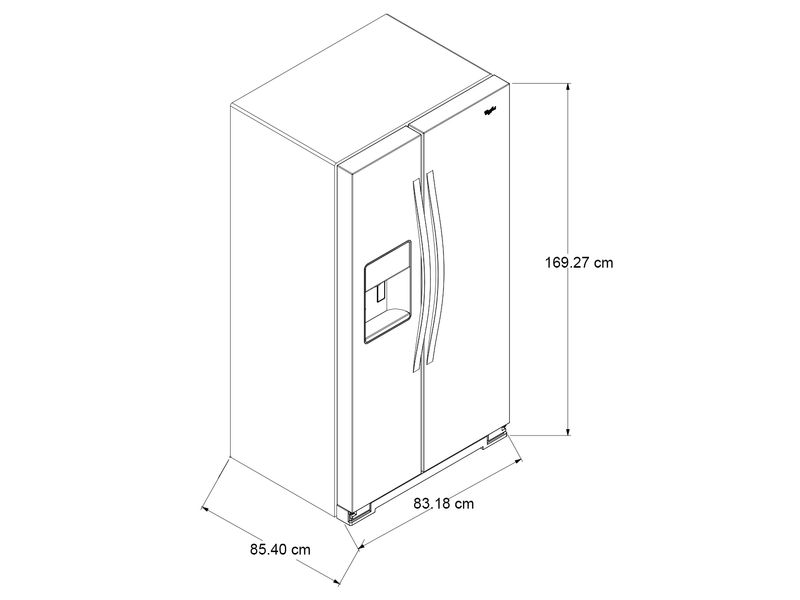 Nevera Side by Side Whirlpool 7WRS21SDHM ❄️ • 21 Pies Cubicos • Side by  Side • Dispensador de Agua y Hielo • No Frost • Control Electronico  Exterior • Luz Interior LED •